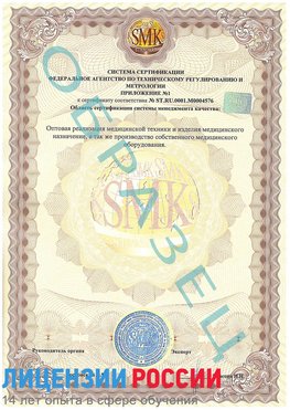 Образец сертификата соответствия (приложение) Тулун Сертификат ISO 13485